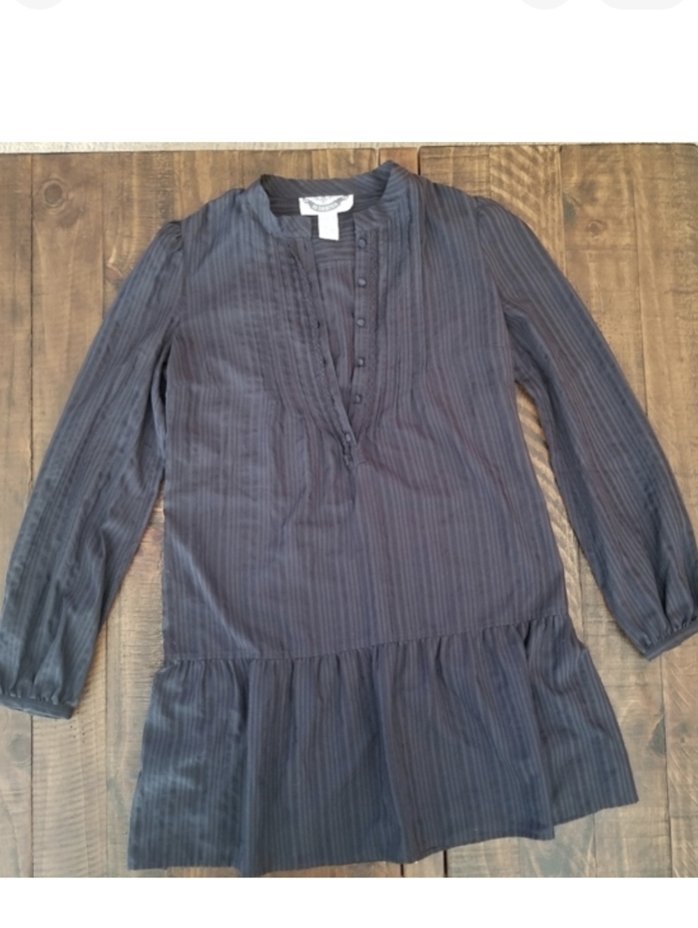 BB‎ Dakota Ruffle Mini Dress Small Navy Blue Prairie Style Pleated
